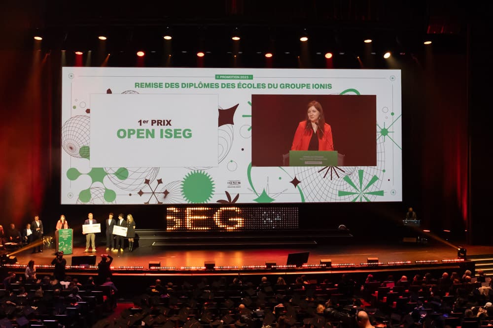 Dévoilement du 1er prix d'Open ISEG au Palais des Congrès de Paris le 11/04/2024.